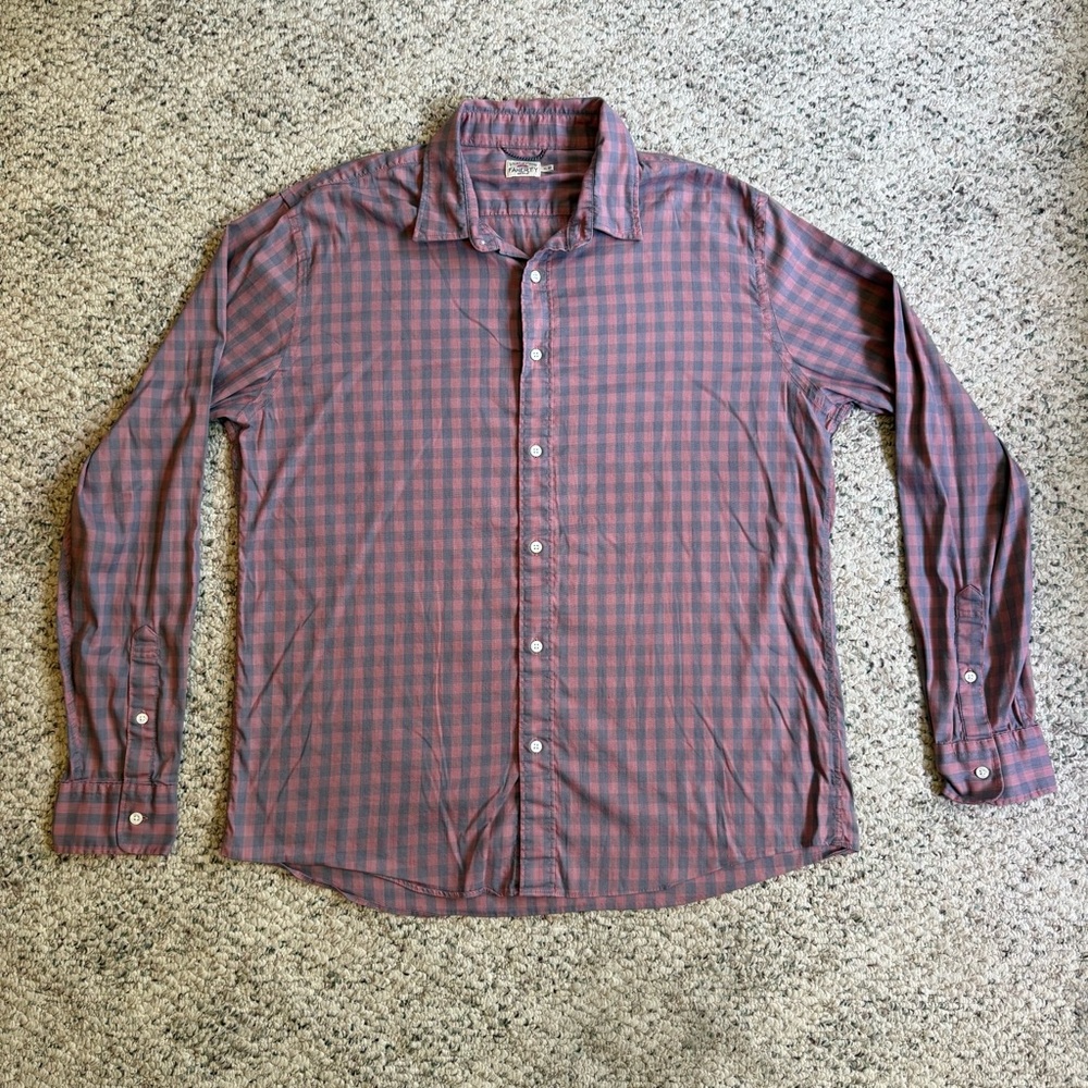 Faherty Shirt Men’s XL Gingham Check Long Sleeve Button Up Cotton Stretch